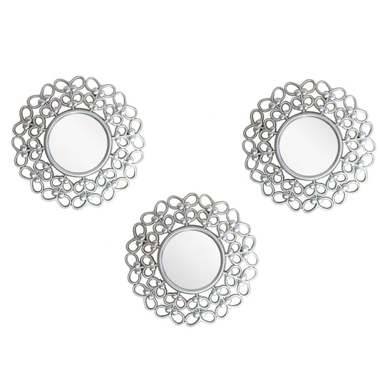 Set 3 Oglinzi Decorative de Perete, Naimeed D4621S, Arigntiu, Ø25x1 cm
