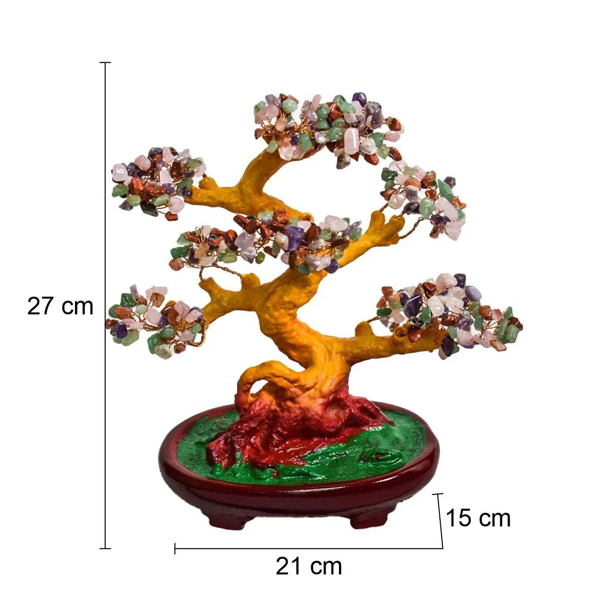 Copac Feng Shui cu Pietre Semipretioase, Suport Ceramic, Naimeed D4624-Multicolor, Inaltime 27cm - 221.ro