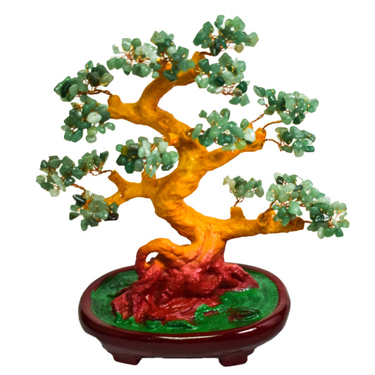 Copacel Feng Shui cu Pietre de Aventurin, Suport Ceramic, Naimeed, D4624-Verde, Inaltime 27cm