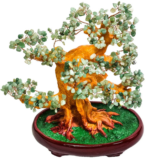 Copacel Feng Shui cu Pietre de Aventurin, Suport Ceramic, Naimeed, D4625-Verde, Inaltime 30cm - 221.ro