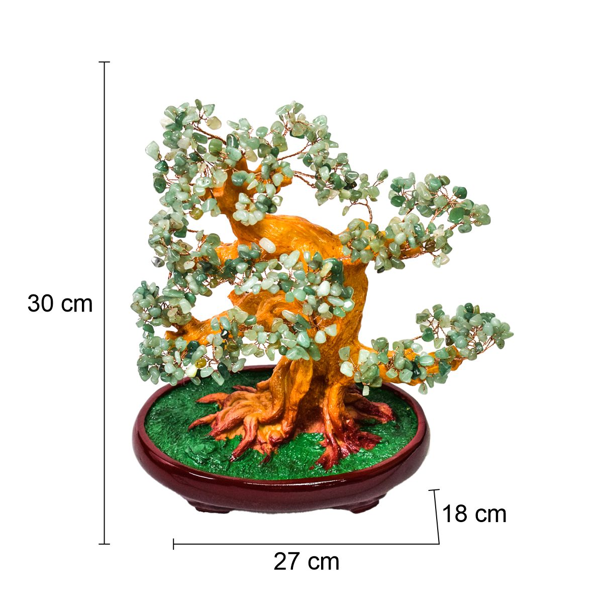 Copacel Feng Shui cu Pietre de Aventurin, Suport Ceramic, Naimeed, D4625-Verde, Inaltime 30cm - 221.ro