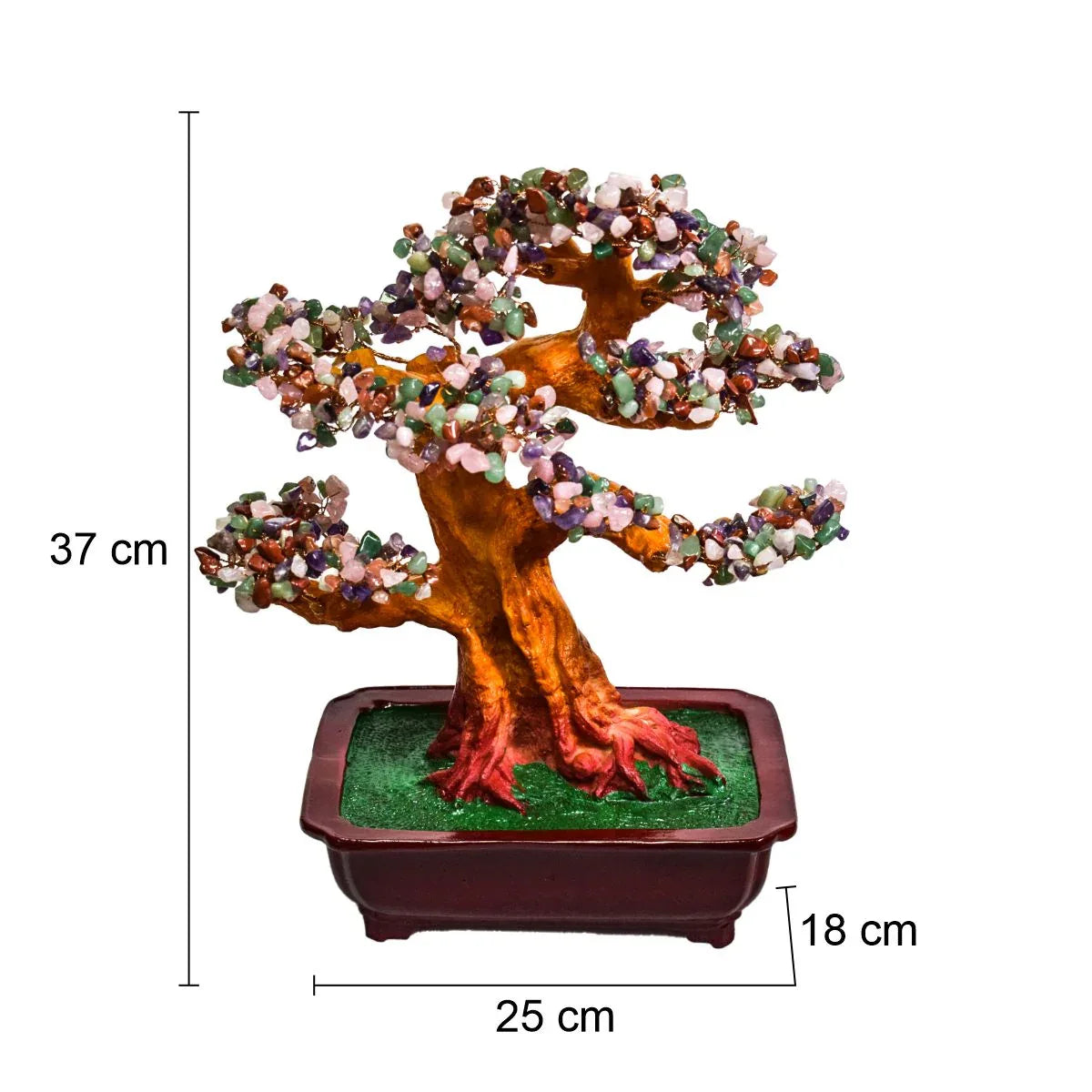 Copac Feng Shui cu Pietre Semipretioase, Suport Ceramic, Naimeed D4626-Multicolor, Inaltime 37cm - 221.ro