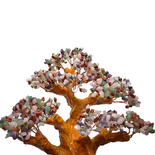 Copac Feng Shui cu Pietre Semipretioase, Suport Ceramic, Naimeed D4627-Multicolor, Inaltime 37cm