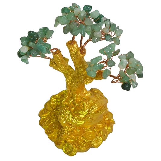 Copac Feng Shui cu Pietre Semipretioase de Aventurin, Suport Ceramic, Naimeed D4638, Inaltime 15cm