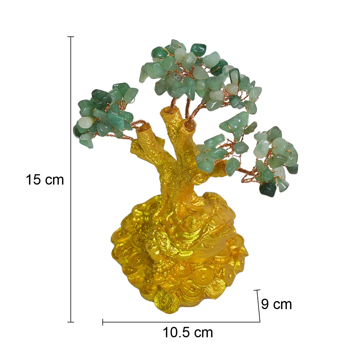 Copac Feng Shui cu Pietre Semipretioase de Aventurin, Suport Ceramic, Naimeed D4638, Inaltime 15cm