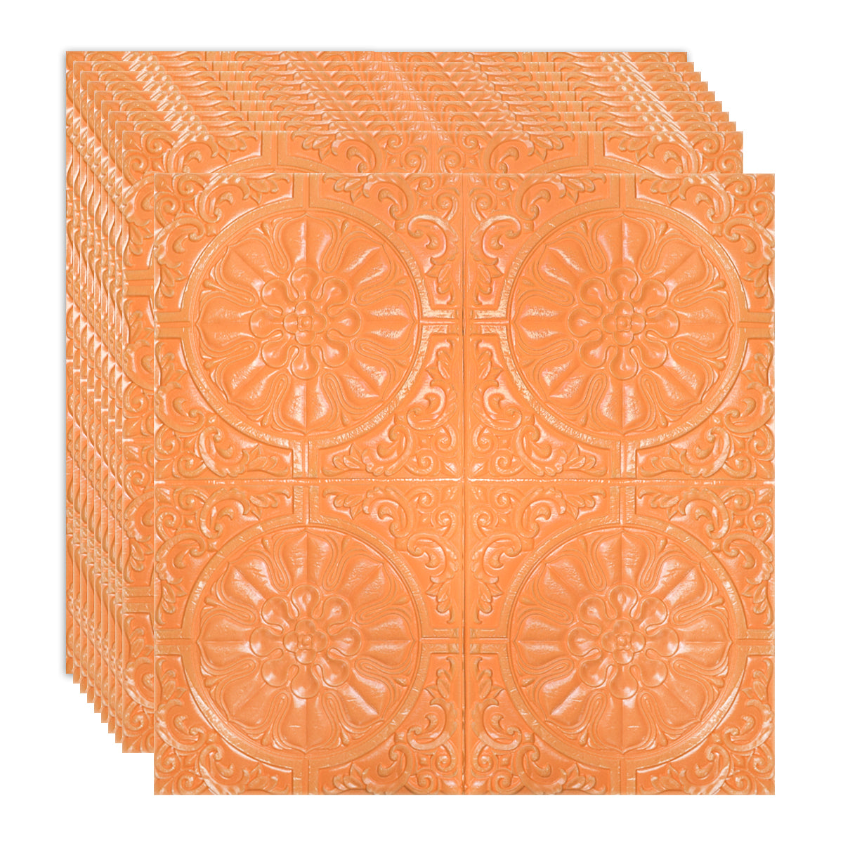 Set 10 x Tapet 3D Autoadeziv, design modern, rezistent la umezeala, usor de curatat, 70x70cm, Naimeed D4715, Portocaliu