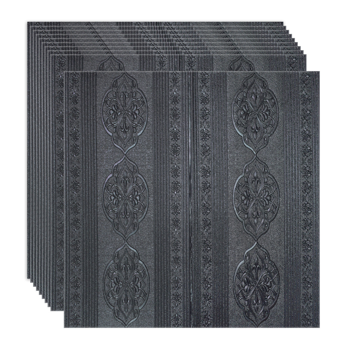 Set 10 x Tapet 3D Autoadeziv, design modern, rezistent la umezeala, usor de curatat, 70x70cm, Naimeed D4734, Negru