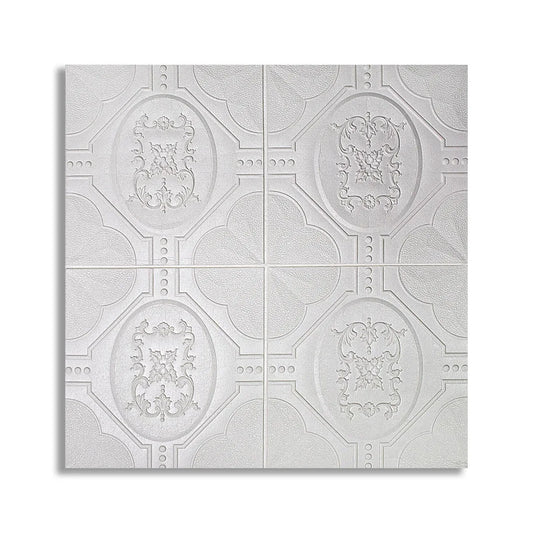 Set 5 x Tapet 3D Autoadeziv, design modern, rezistent la umezeala, usor de curatat, 70x70cm, Naimeed D4746, Alb - 221.ro