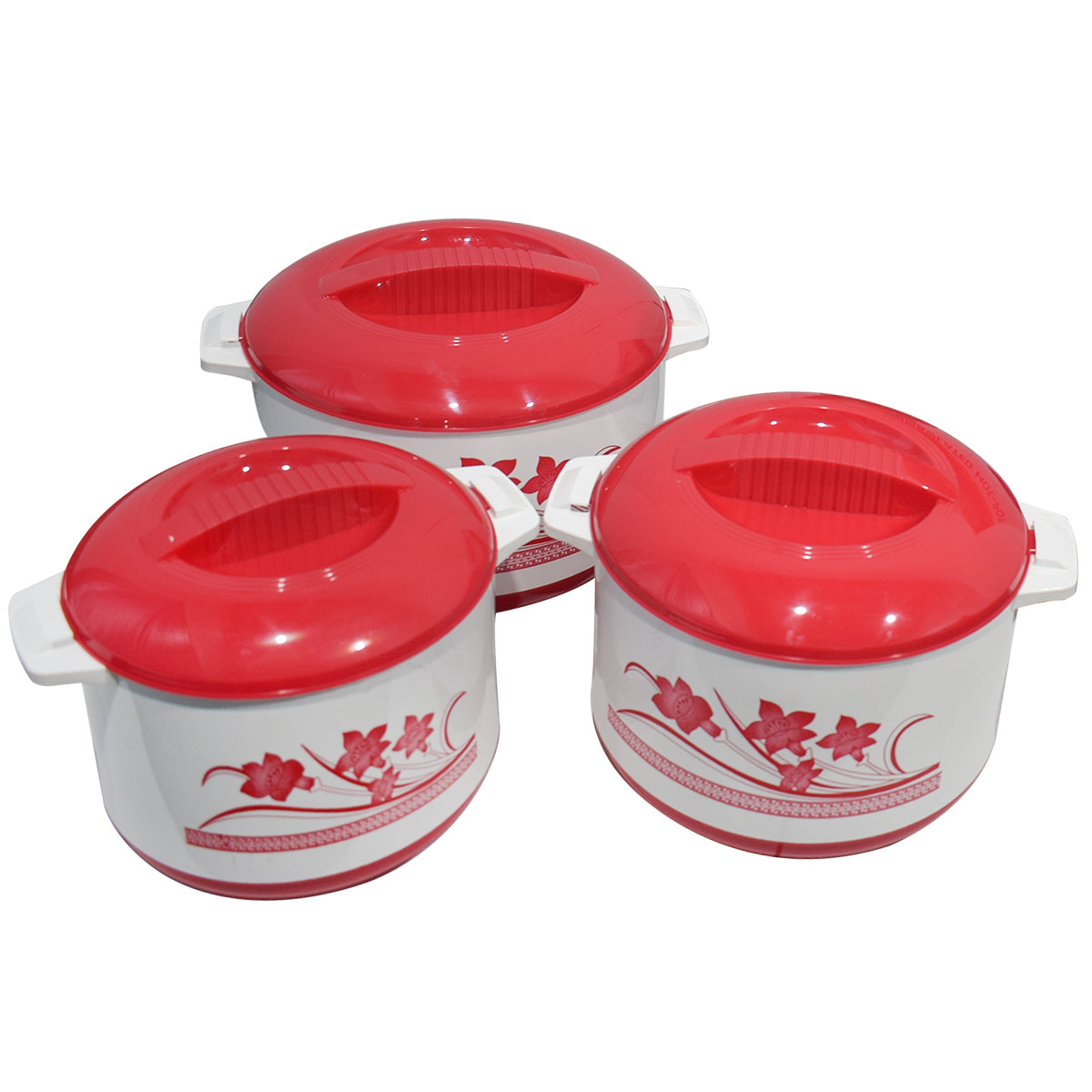 Caserola termica, set 3 piese, interior din inox, Naimeed D4792, Rosu