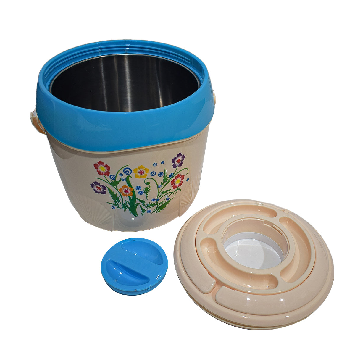 Caserola termica, set 2 piese, interior din inox, Naimeed D4793, Albastru