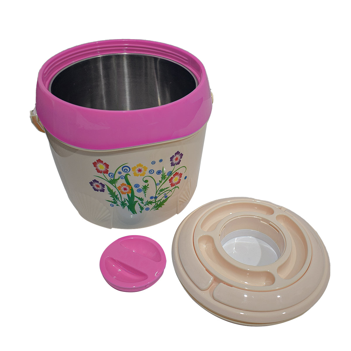 Caserola termica, set 2 piese, interior din inox, Naimeed D4793, Roz