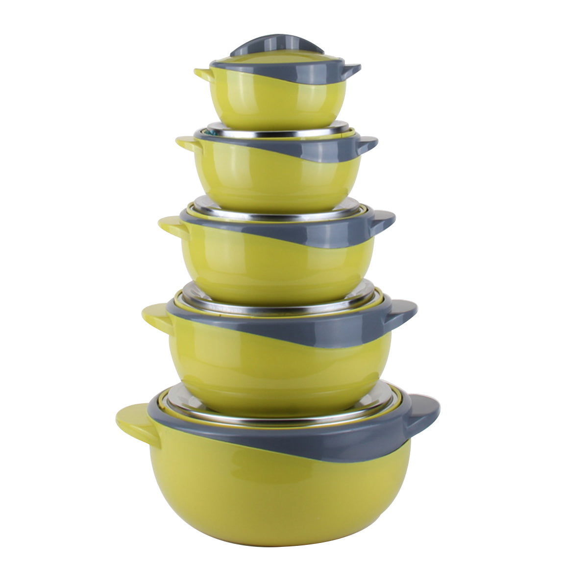 Caserola termica, set 5 piese, interior din inox, Naimeed D4795, Verde