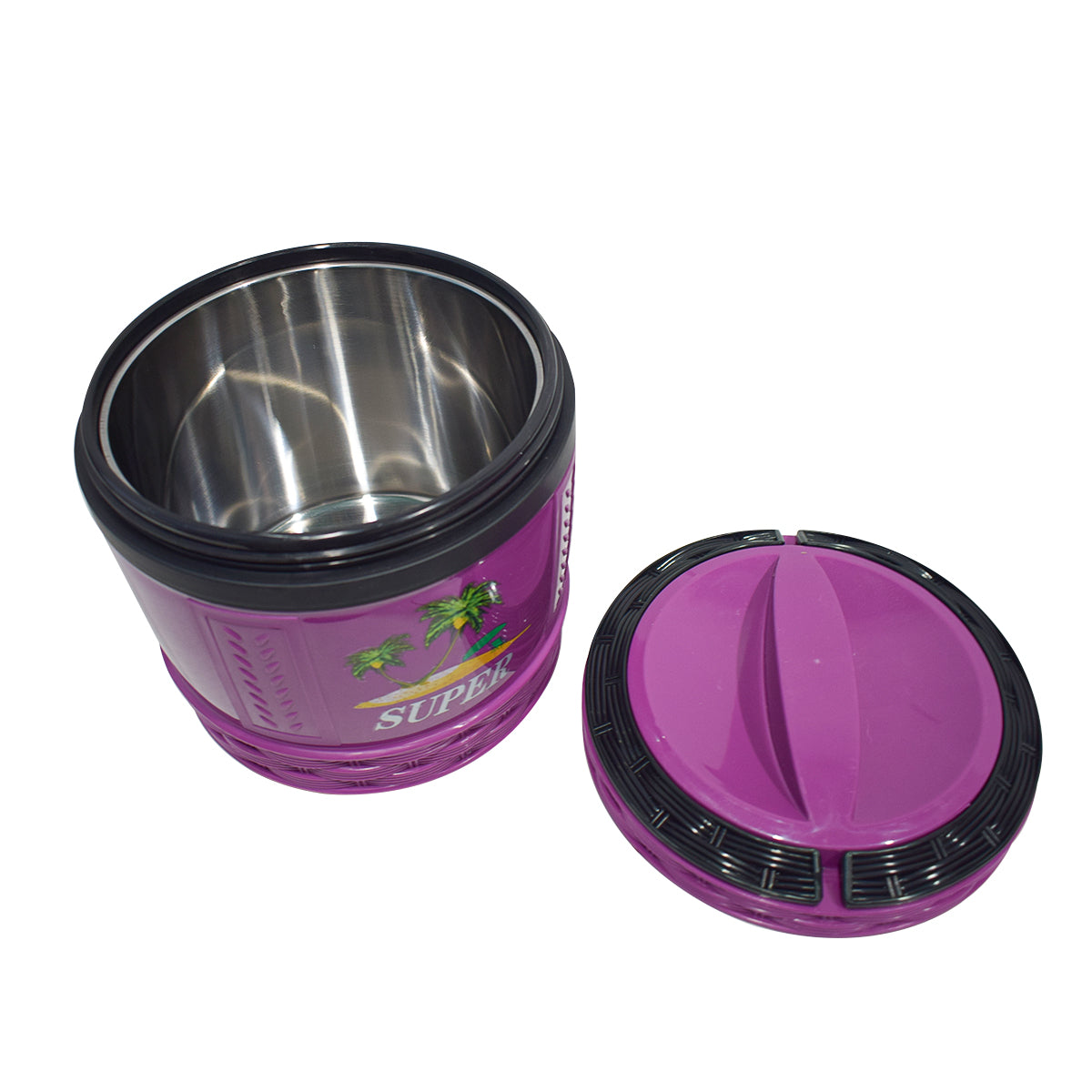 Caserola termica, set 2 piese, cu interior din inox, Naimeed D4796, Mov