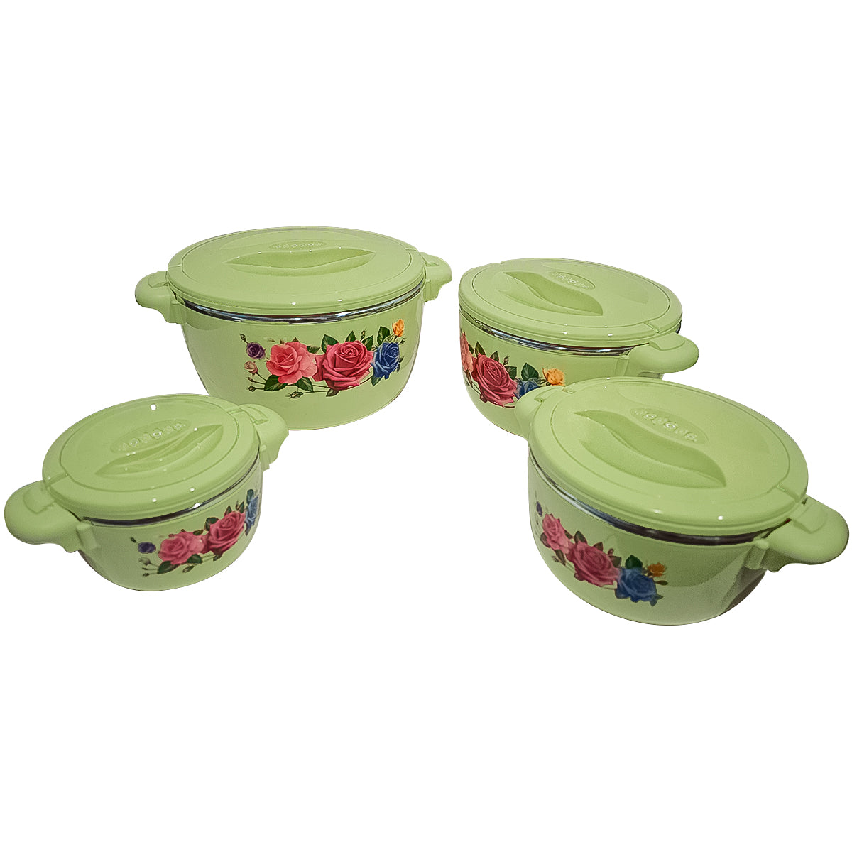 Caserola termica, set 4 piese, cu interior din inox, Naimeed D4798, Verde