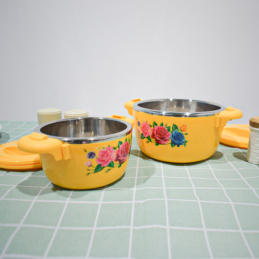 Caserola termica, set 5 piese, cu interior din inox, Naimeed D4799, Portocaliu