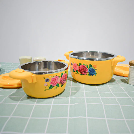 Caserola termica, set 5 piese, cu interior din inox, Naimeed D4799, Portocaliu - 221.ro