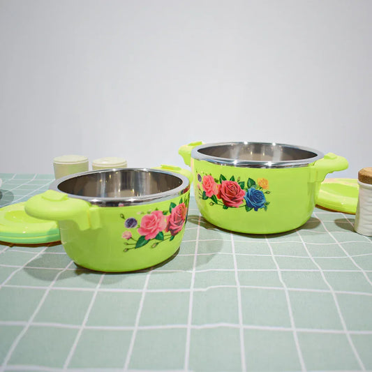 Caserola termica, set 5 piese, cu interior din inox, Naimeed D4799, Verde - 221.ro