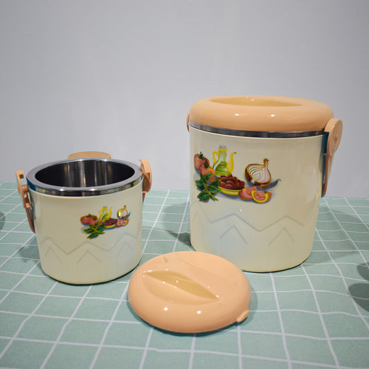 Caserola termica, set 3 piese, cu interior din inox, Naimeed D4806, Crem