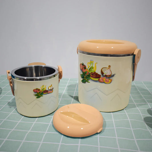 Caserola termica, set 3 piese, cu interior din inox, Naimeed D4806, Crem - 221.ro