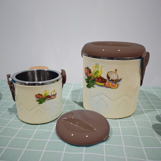 Caserola termica, set 3 piese, cu interior din inox, Naimeed D4806, Maro