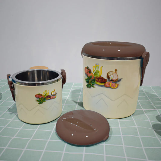 Caserola termica, set 3 piese, cu interior din inox, Naimeed D4806, Maro - 221.ro