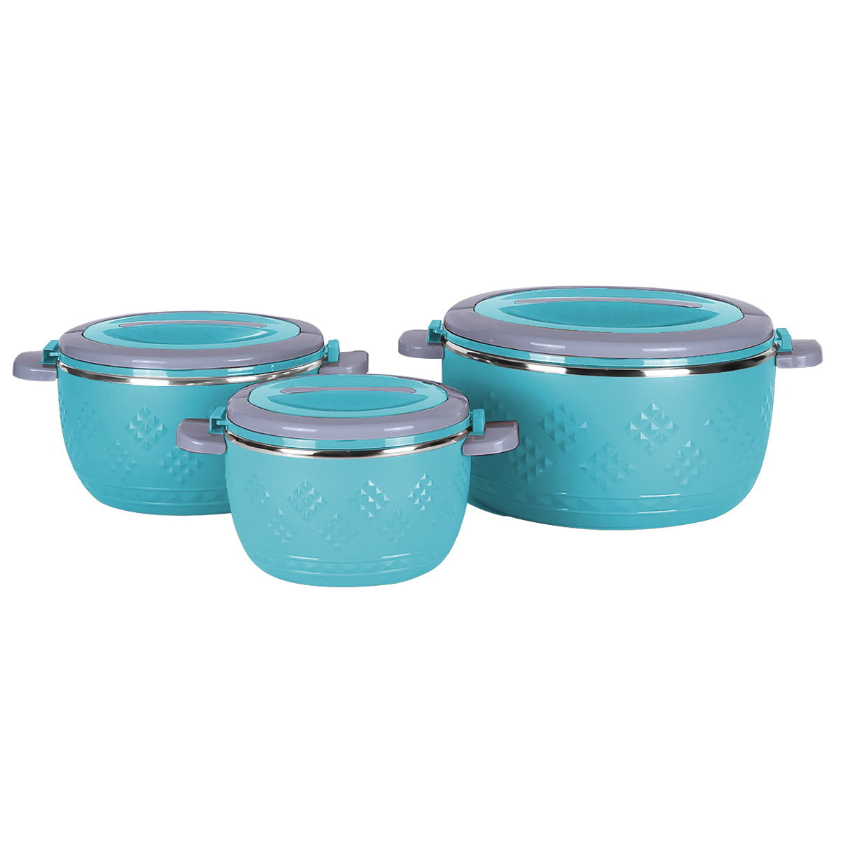 Caserola termica, set 3 piese, cu interior din inox, Naimeed D4809, Albastru