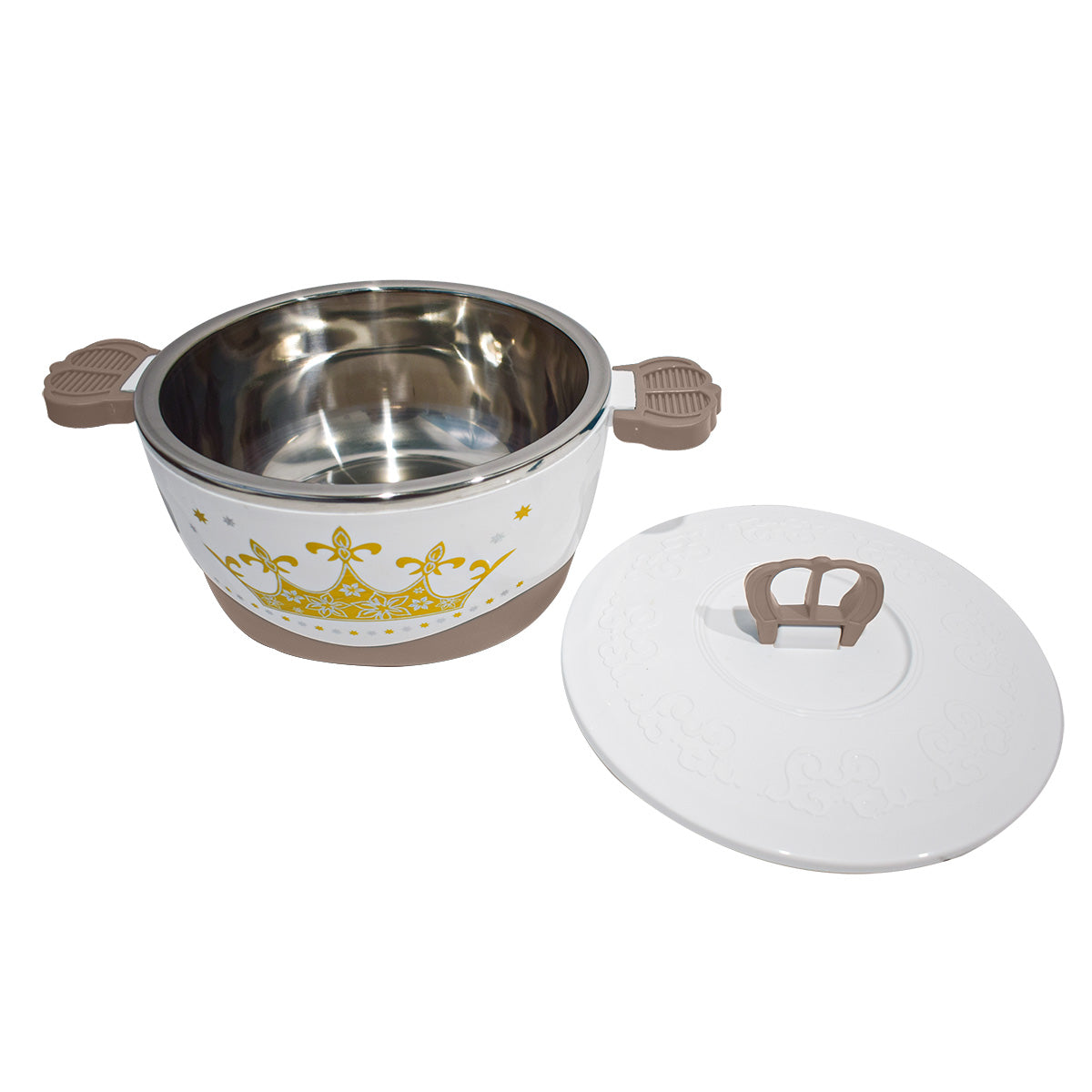 Caserola termica, set 4 piese, cu interior din inox, Naimeed D4815, Crem