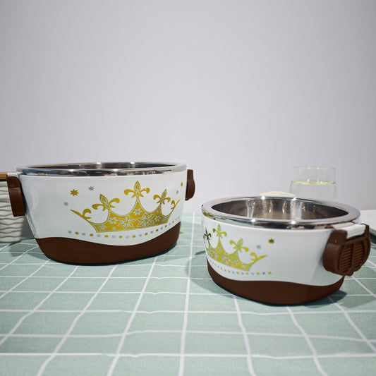 Caserola termica, set 4 piese, cu interior din inox, Naimeed D4815, Maro