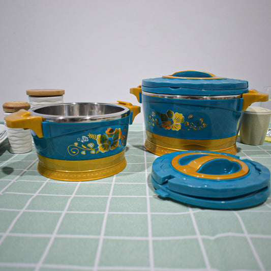 Caserola termica, set 5 piese, cu interior din inox, Naimeed D4818, Albastru