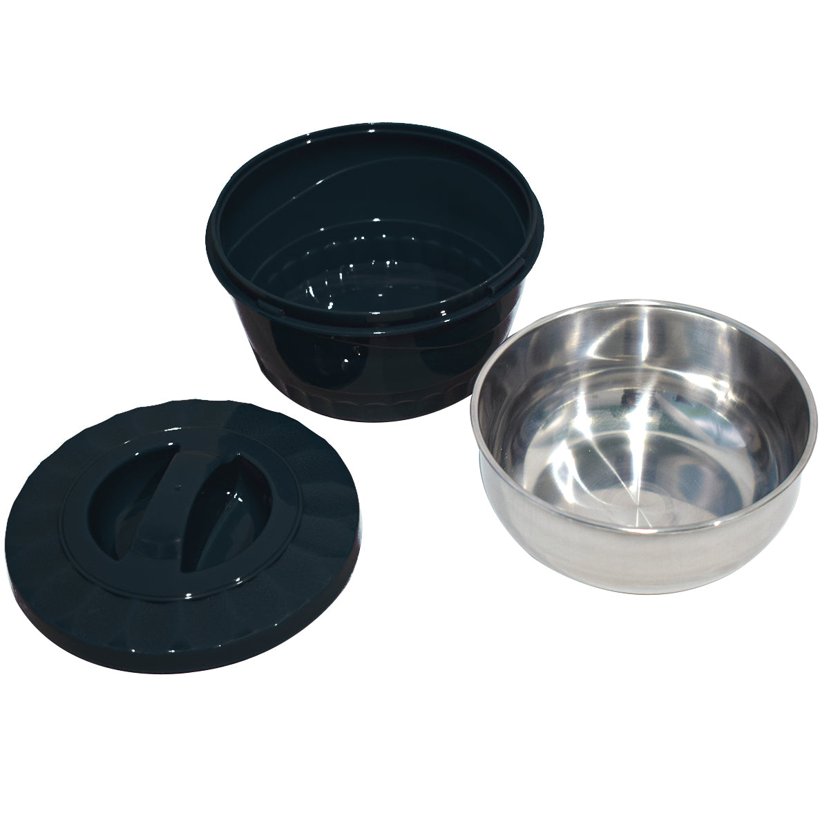 Caserola termica, set 5 piese, cu interior din inox, Naimeed D4818, Negru