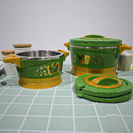 Caserola termica, set 5 piese, cu interior din inox, Naimeed D4818, Verde