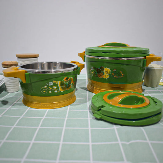 Caserola termica, set 5 piese, cu interior din inox, Naimeed D4818, Verde - 221.ro