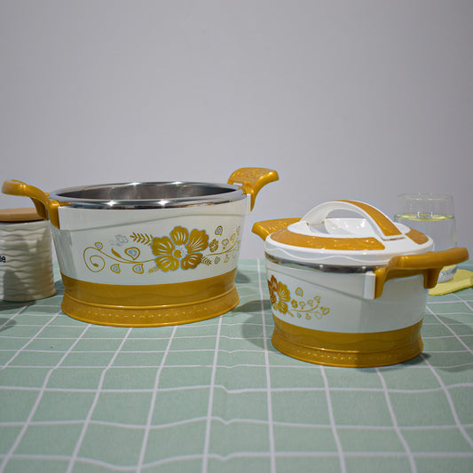 Caserola termica, set 4 piese, cu interior din inox, Naimeed D4819, Alb