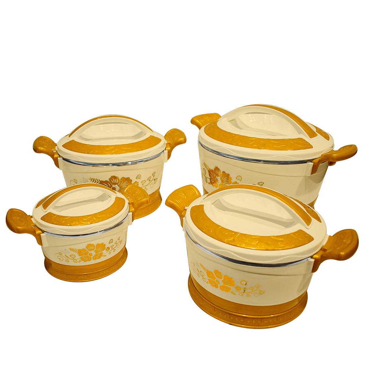 Caserola termica, set 4 piese, cu interior din inox, Naimeed D4819, Crem