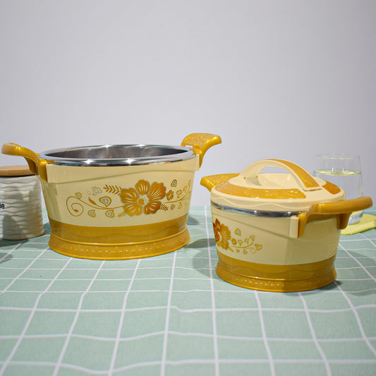 Caserola termica, set 4 piese, cu interior din inox, Naimeed D4819, Crem