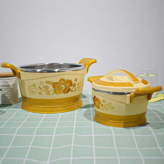 Caserola termica, set 4 piese, cu interior din inox, Naimeed D4819, Crem - 221.ro