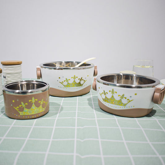 Caserola termica, set 7 piese, cu interior din inox, Naimeed D4820, Maro