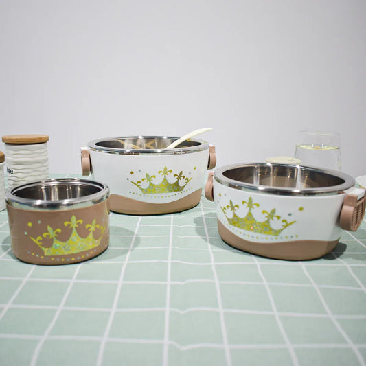 Caserola termica, set 7 piese, cu interior din inox, Naimeed D4820, Maro - 221.ro