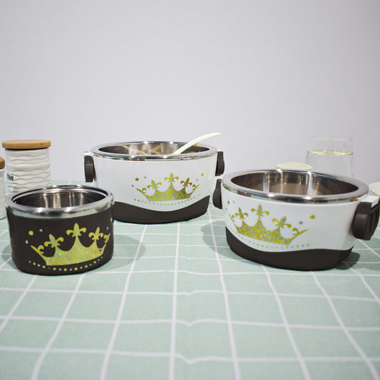 Caserola termica, set 7 piese, cu interior din inox, Naimeed D4820, Negru