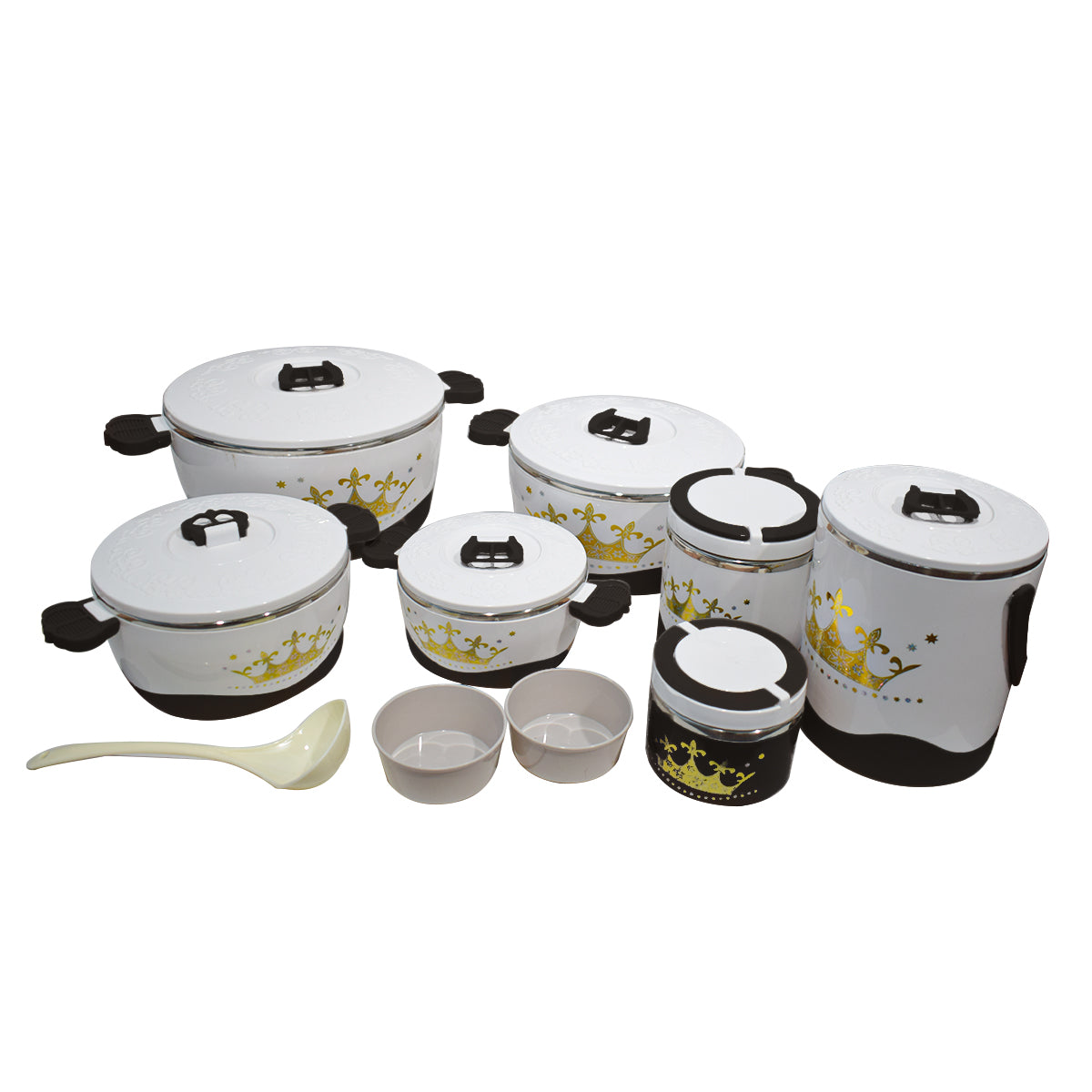 Caserola termica, set 7 piese, cu interior din inox, Naimeed D4820, Negru