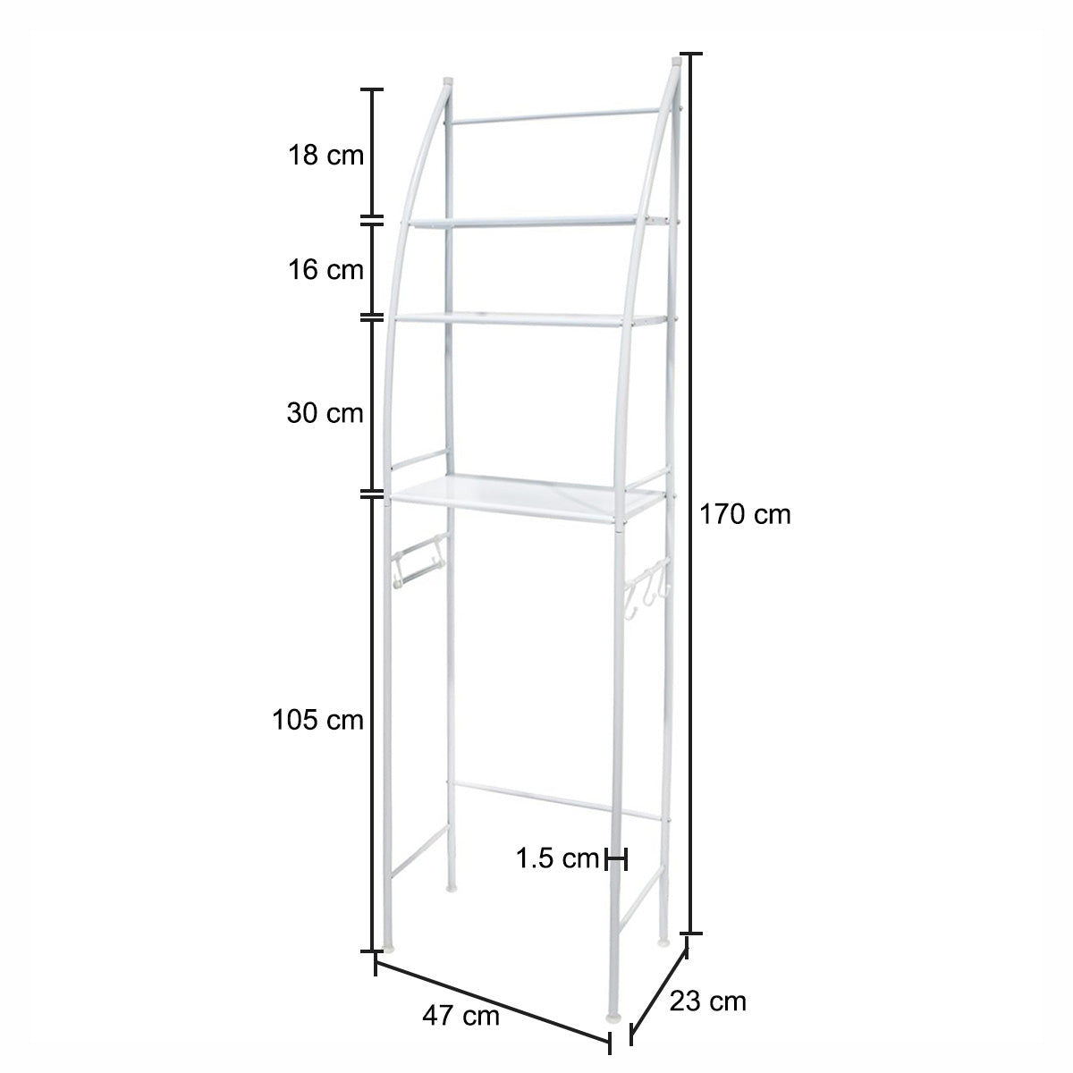 Raft de baie, 3 polite deasupra toaletei, Naimeed D4822, Alb