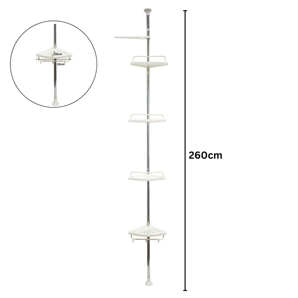 Raft de baie, 4 polite, inaltime 260 cm, Naimeed D4827, Alb - 221.ro