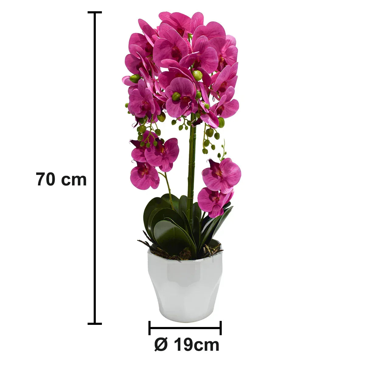 Orhidee cu aspect natural in ghiveci ceramic, 70 cm, Naimeed D4842, Roz - 221.ro