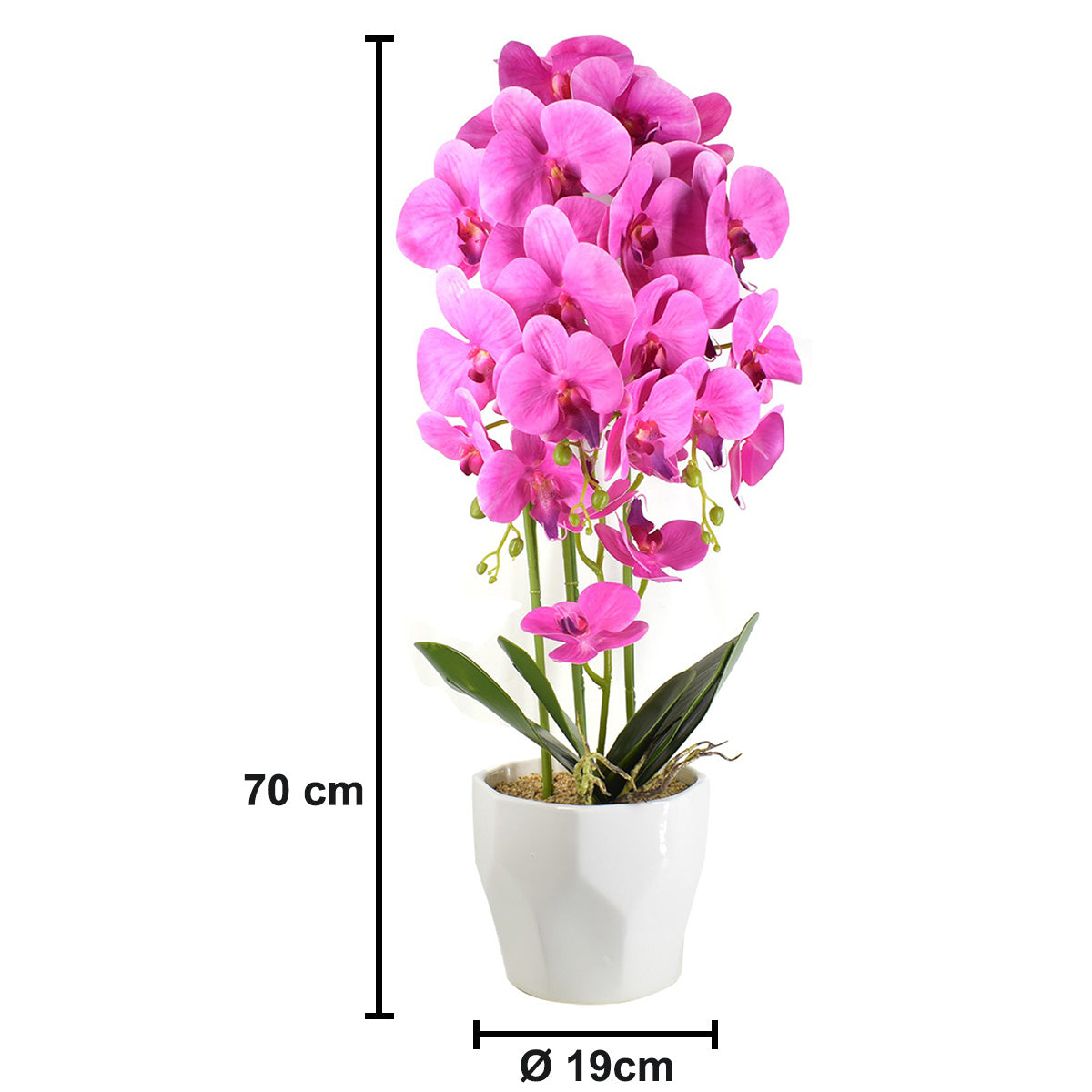 Orhidee cu aspect natural in ghiveci ceramic, 70 cm, Naimeed D4843, Magenta