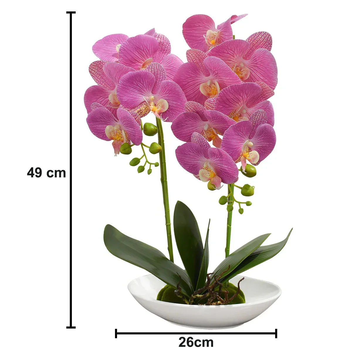Orhidee cu aspect natural in ghiveci ceramic, 49 cm, Naimeed D4852, Magenta - 221.ro