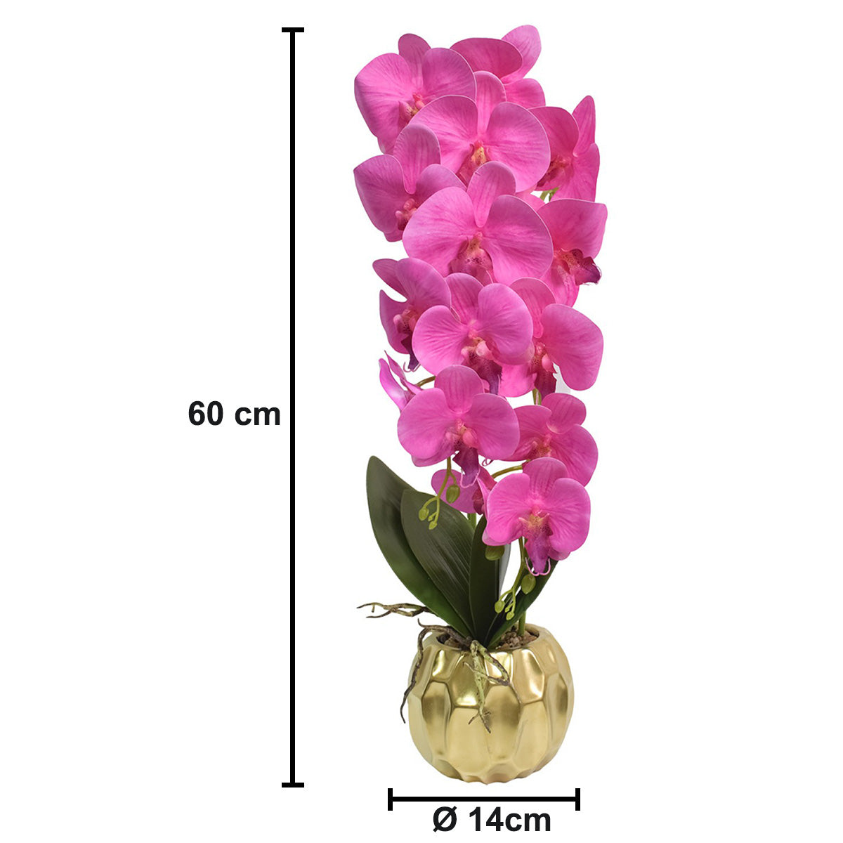 Orhidee cu aspect natural in ghiveci ceramic, 60 cm, Naimeed D4854, Roz - 221.ro