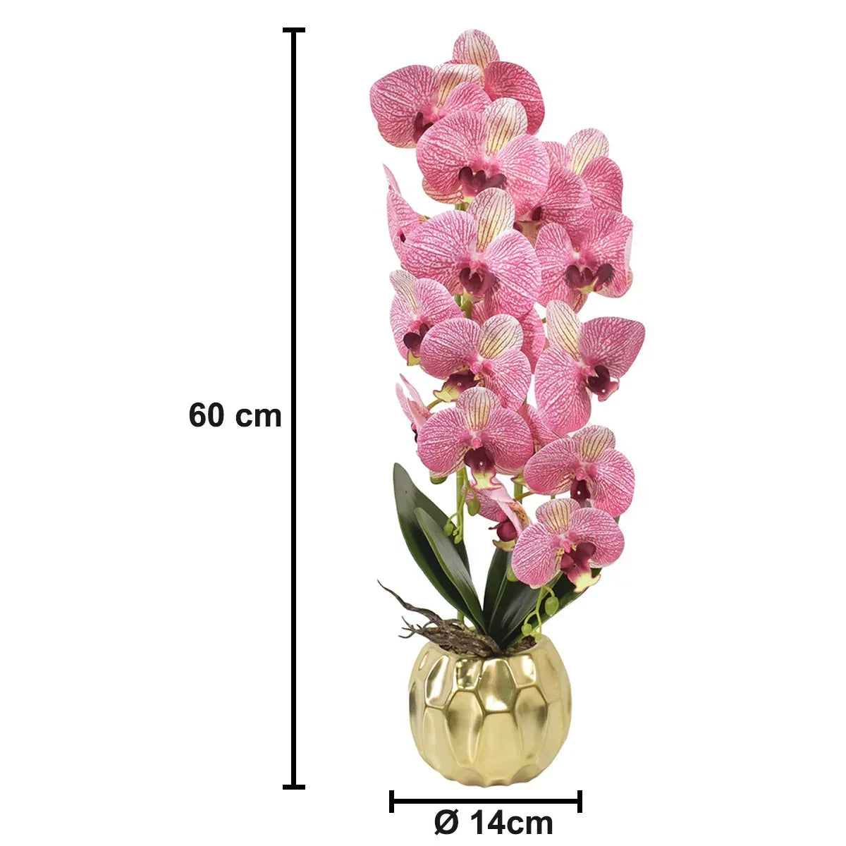 Orhidee cu aspect natural in ghiveci ceramic, 60 cm, Naimeed D4854, RozGalben - 221.ro