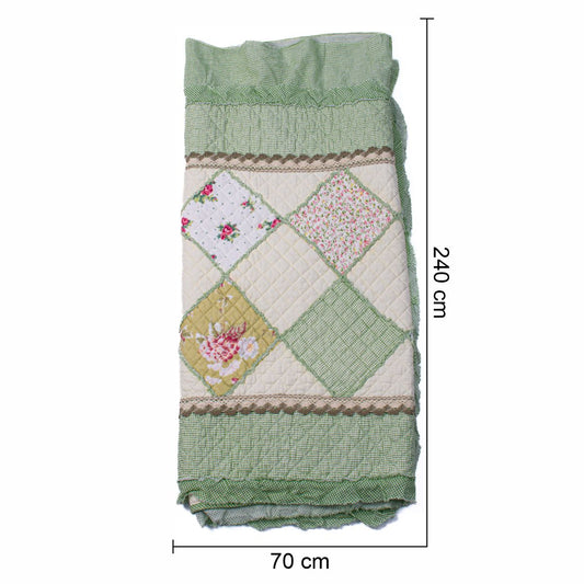 Cuvertura Canapea, Naimeed D4904L, 70x240cm, poliester, pufoasa, matlasata,cu model floral Verde Deschis