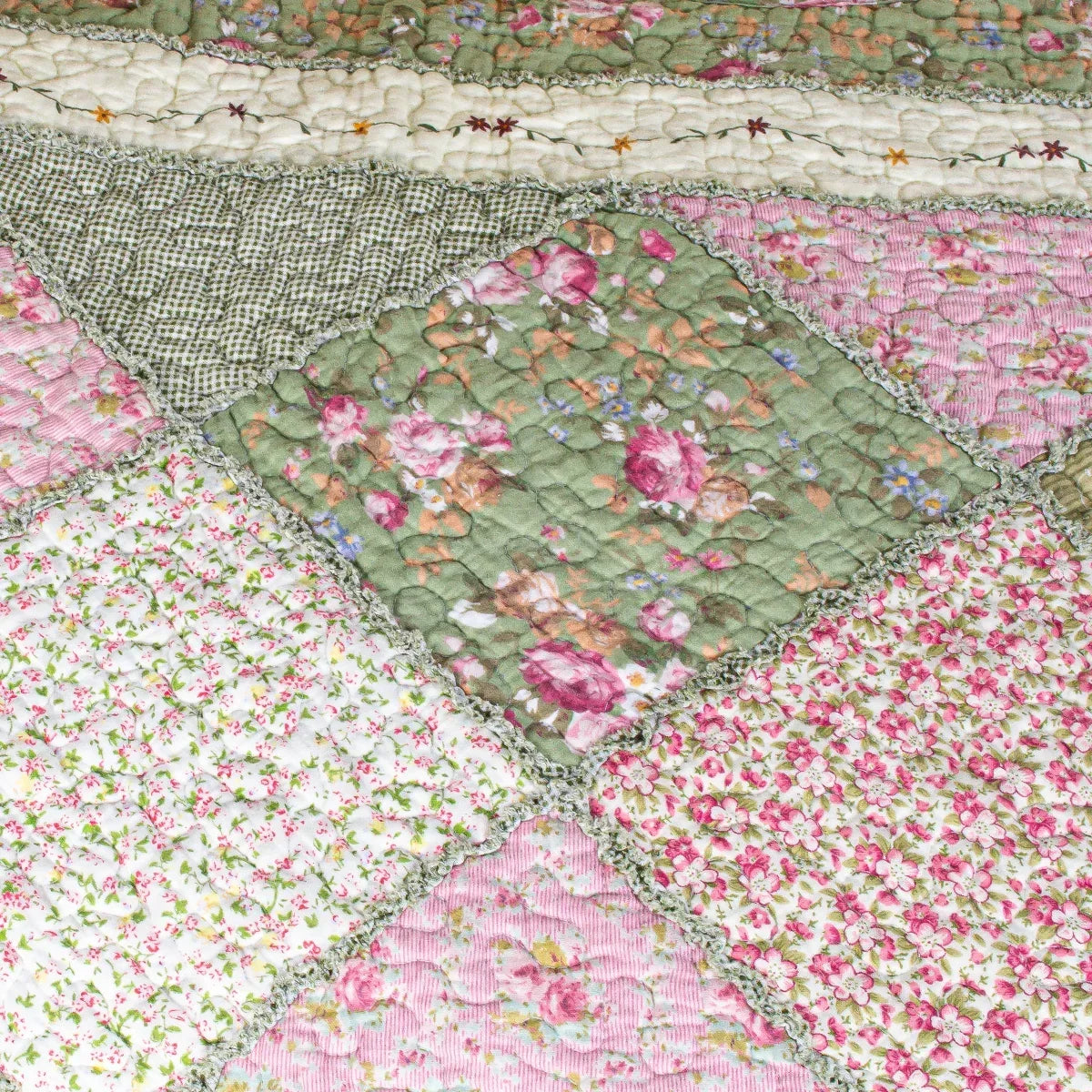 Cuvertura Canapea, Naimeed D4905L, 70x240cm, poliester, pufoasa, matlasata,cu model floral Verde - 221.ro