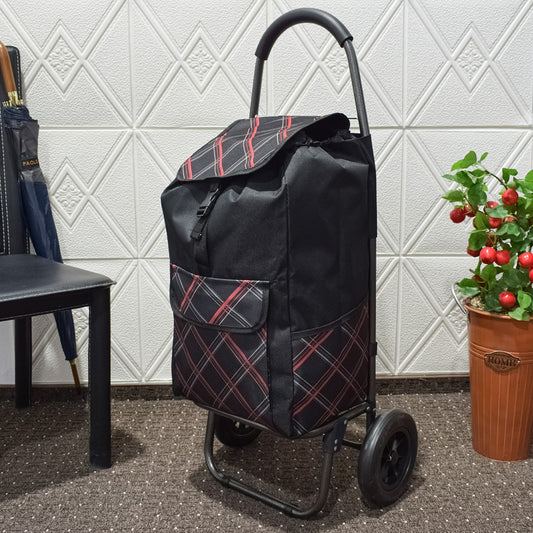 Carucior de piata pliabil, Naimeed D4947, 2 roti, 49 L, Negru/Rosu